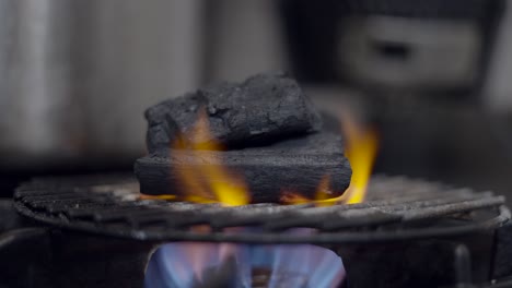 charcoal burning on a gas grill