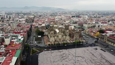 Vista-Aérea-Del-Dron-Del-Zócalo-De-La-Ciudad-De-México