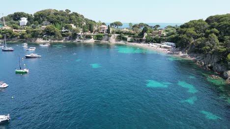 Atemberaubender-Strand-Von-Cap-Ferrat,-Frankreich-Drohne,-Luftaufnahme