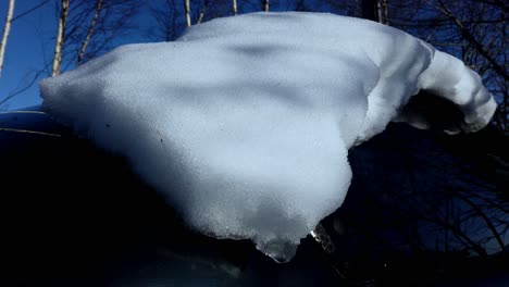 block of ice snow melting with droplets of water