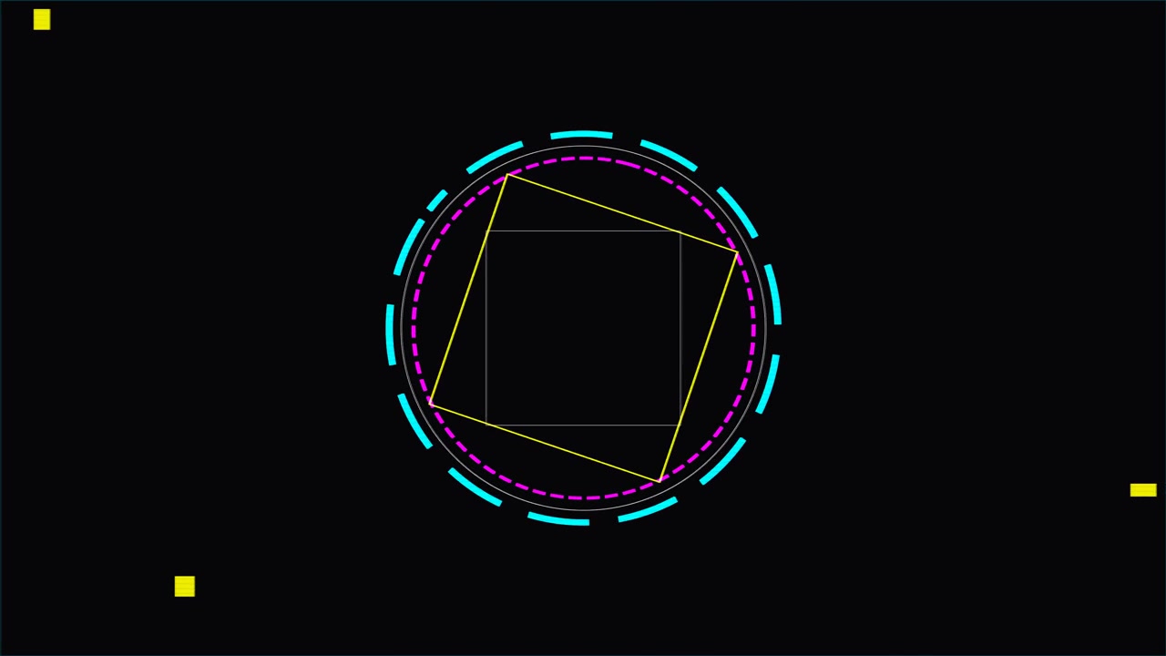 Abstract Digital HUD Interface with Rotating Geometric Shapes