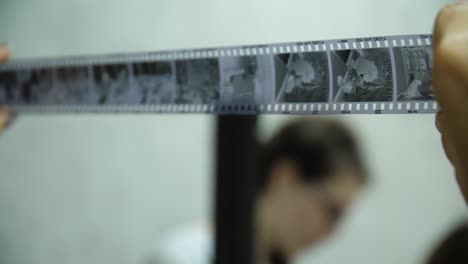 old film strip being held