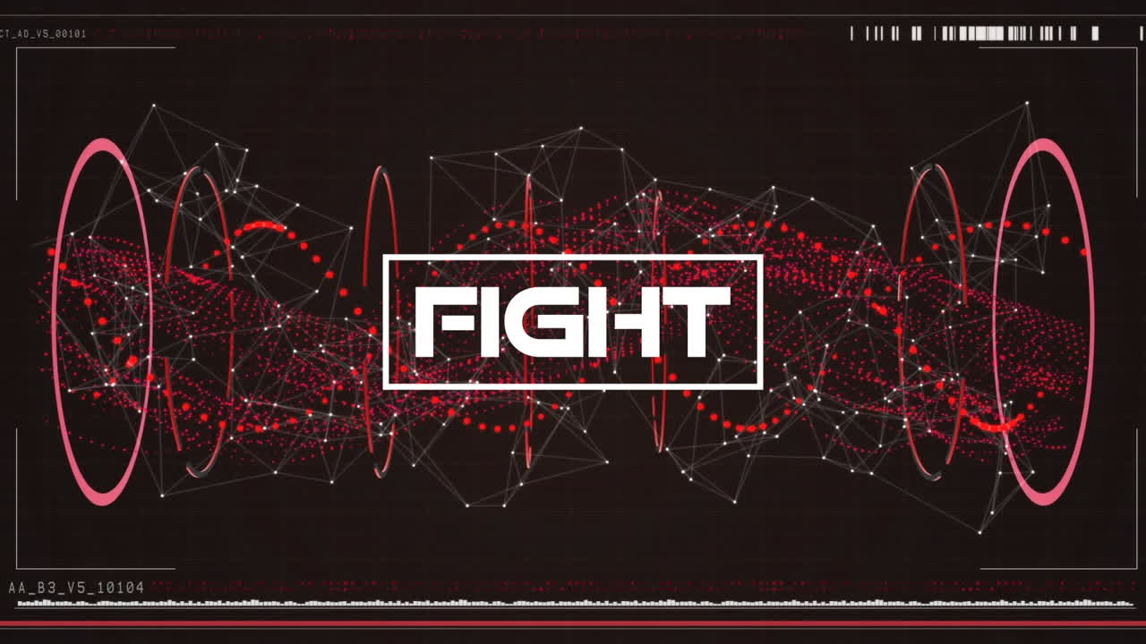 빨간색으로 회전하는 dna 가닥 위에 싸우는 텍스트의 애니메이션