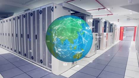 rotating globe in server room