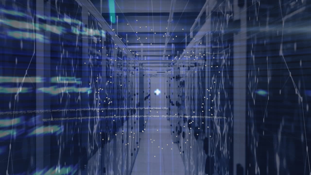 Animation of connections and data on screens over servers