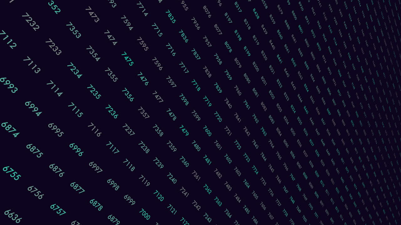 Random numbers pattern in rows on dark space
