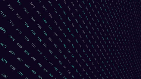 random numbers pattern in rows on dark space