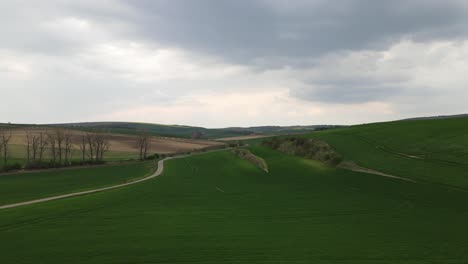 Aerial-drone-footage-road-and-field.-Tuscany