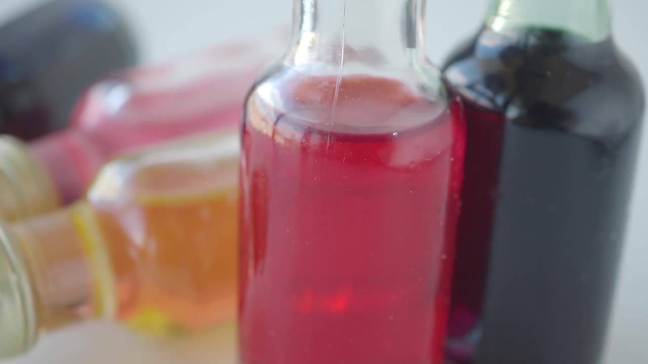 Colorful Small Bottles with Liquids
