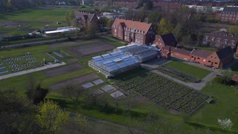 nice aerial top view flight berlin greenhouse dahlem centre of plant sciences