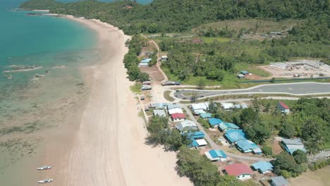 Beautiful-Paradise-Drone-Aerial-View-Telok-Melano-Sarawak,-Kampung-Telok-Melano-was-once-a-shelter-during-sea-storms-for-traders-from-Sambas,-Indonesia-to-Kuching