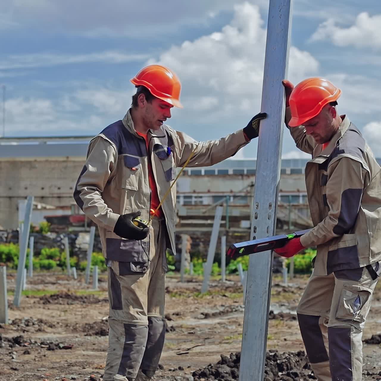 Construction team working at site