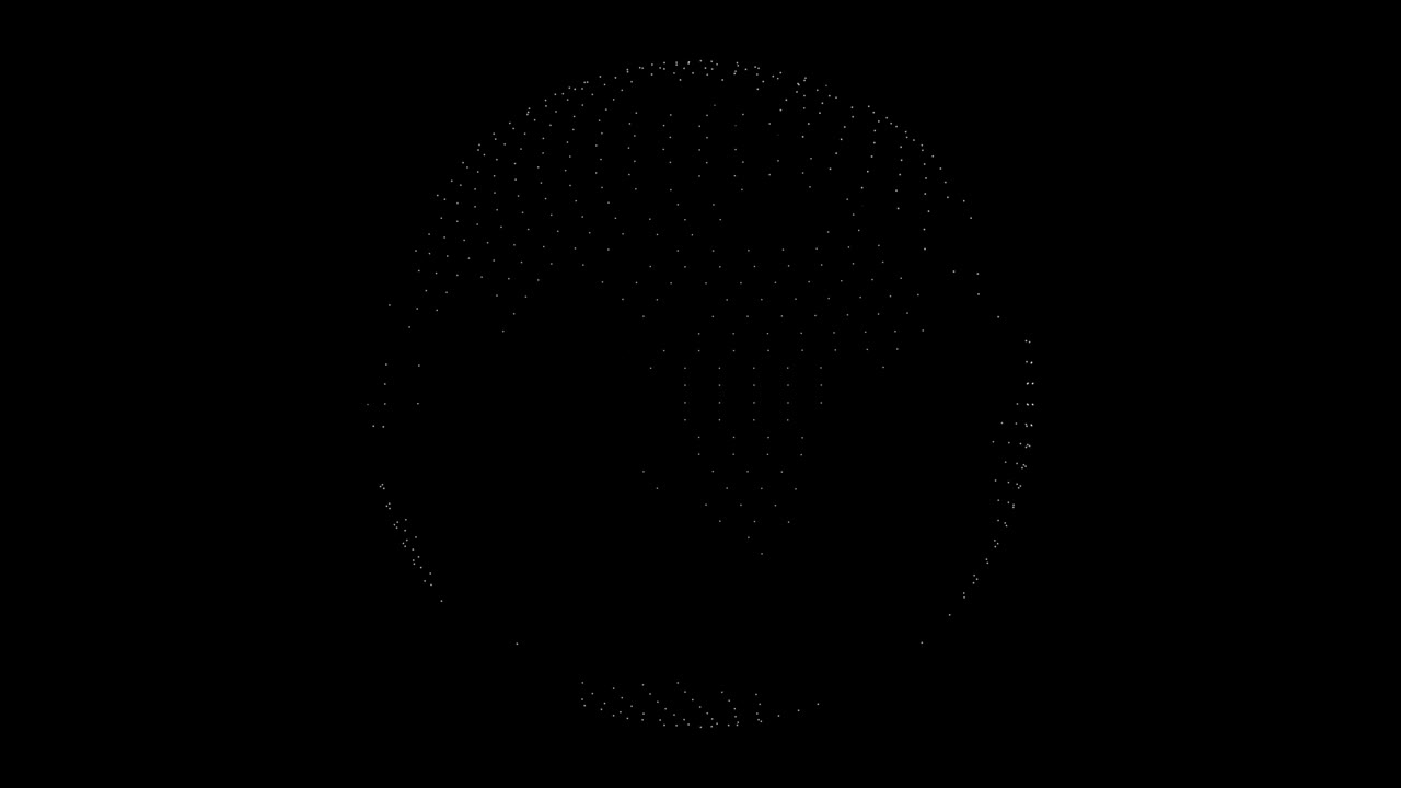 점들로 이루어진 회전하는 행성 지구의 홀로그램