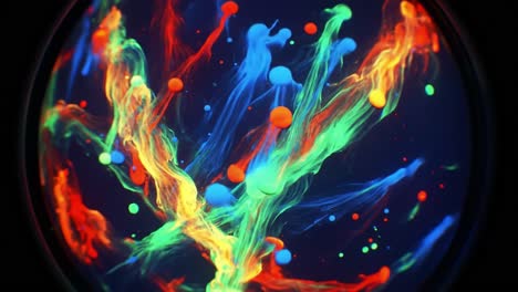 vibrant abstract motion: a captivating display of colorful swirls and patterns in neon hues captured through a lens of imagination and creativity