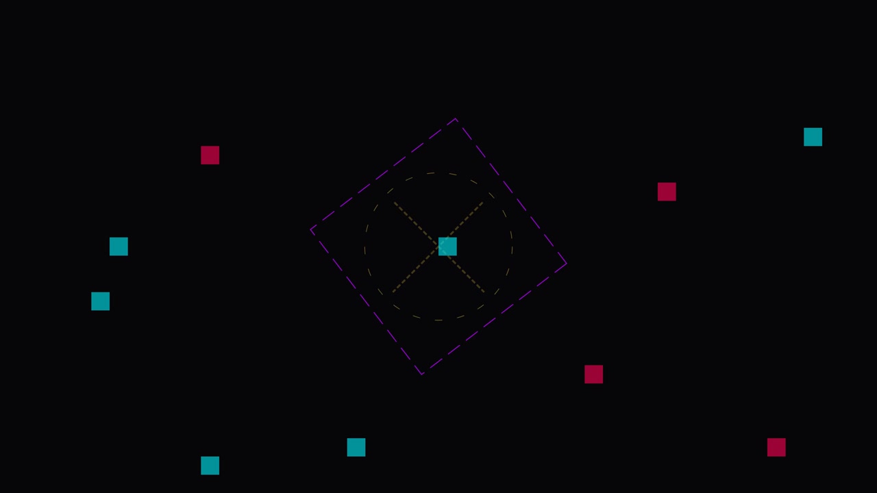 Abstract Geometric Motion Graphics Animation with Rotating Shapes and Floating Squares