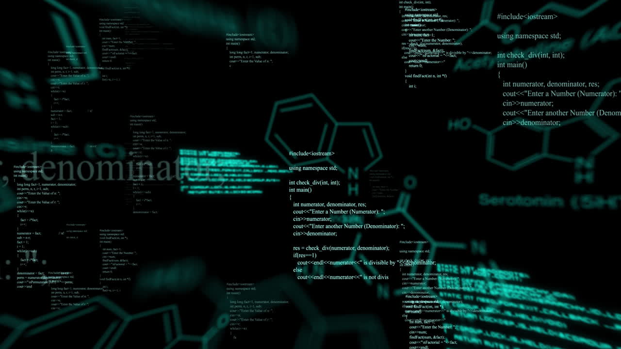 Animation of data processing on black background