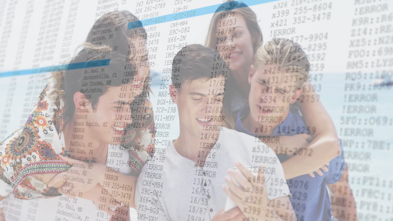 Interacting with animation of numerical data, diverse group of people collaborating