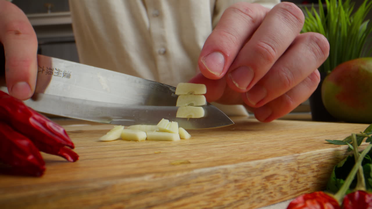 Chopping Garlic for Cooking