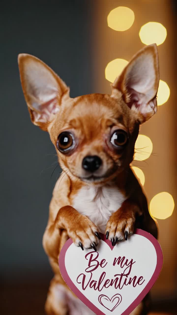 un lindo chihuahua con un corazón para el día de san valentín