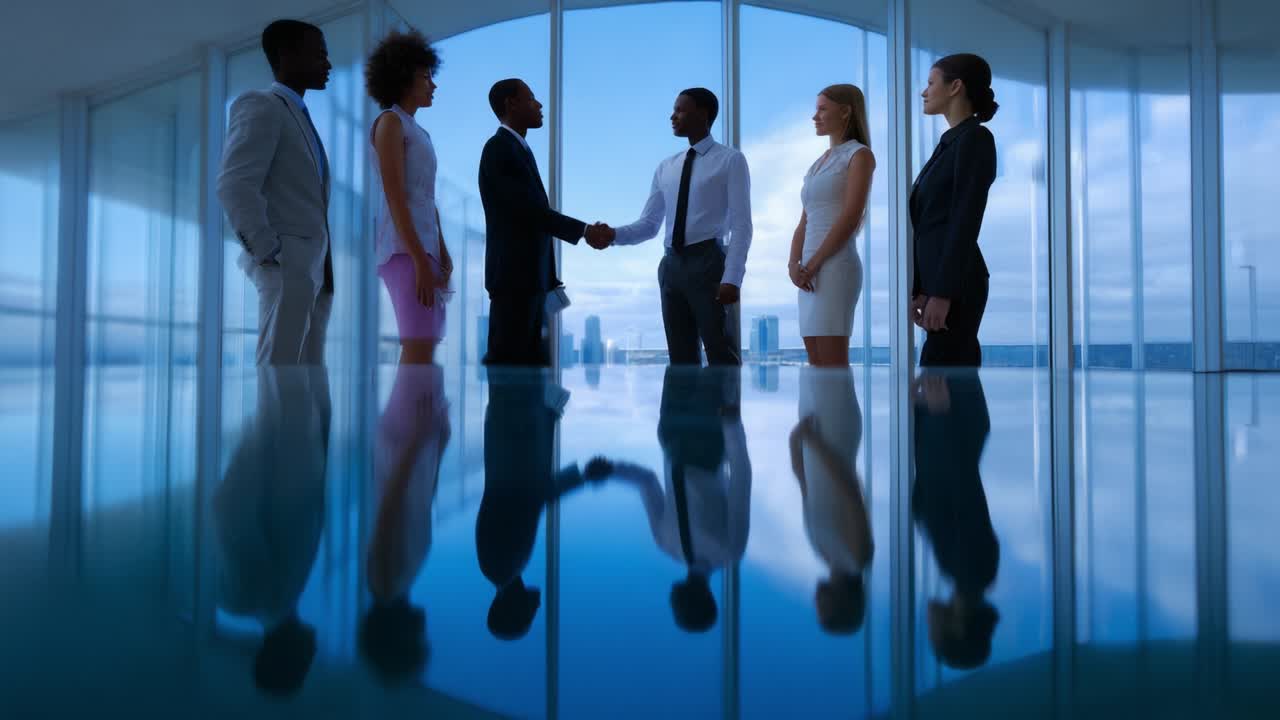 Business Meeting and Handshake in Modern Office