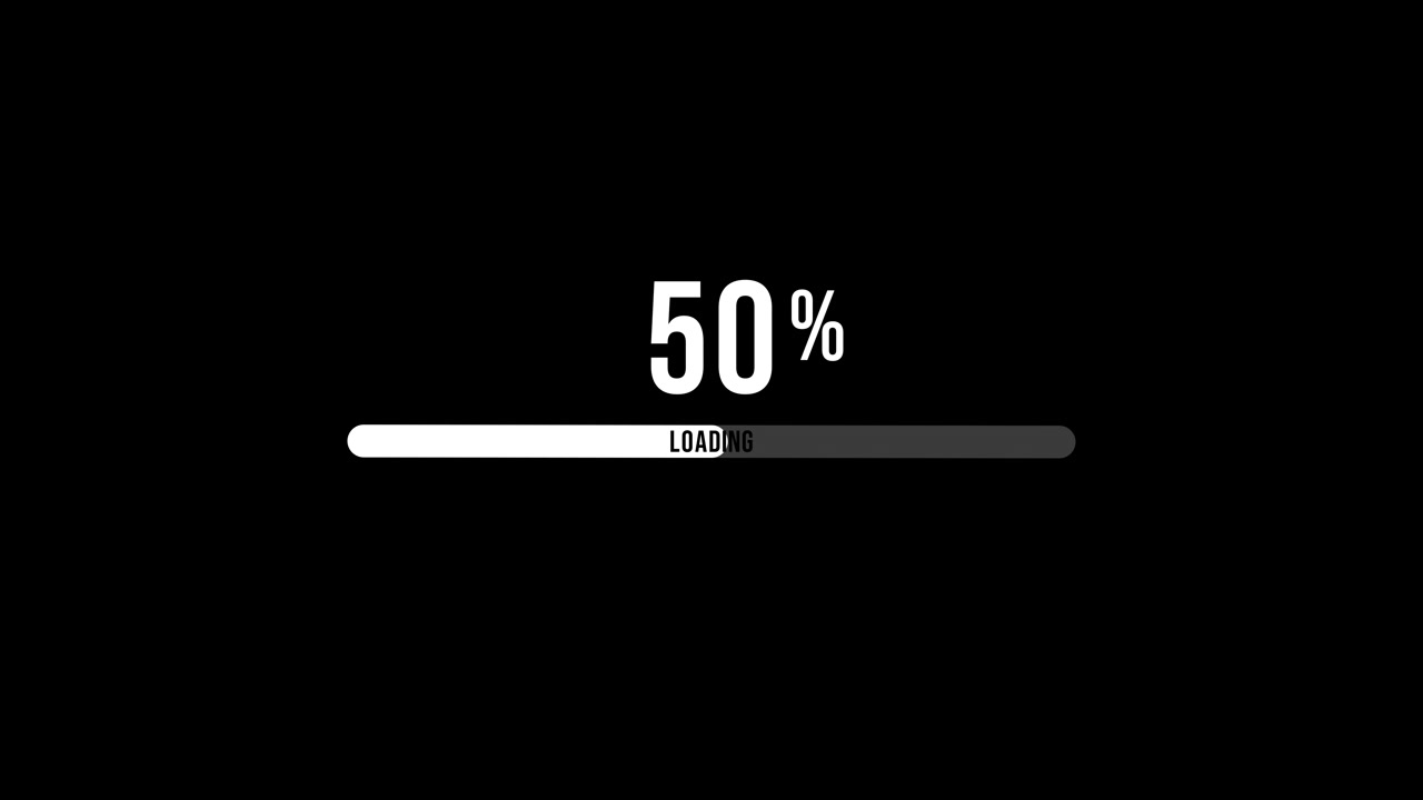 Digital Loading Progress Bar Animation on Black Background