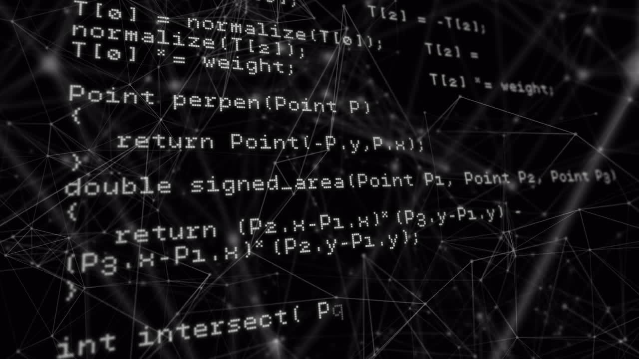 Animation of data processing on screen and network of connections