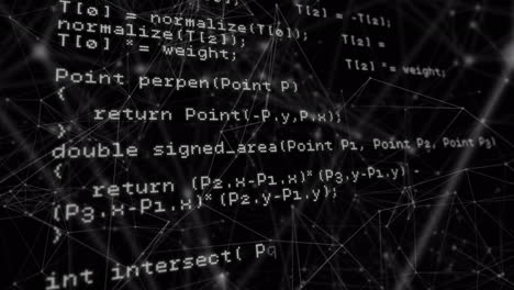 Animation of data processing on screen and network of connections