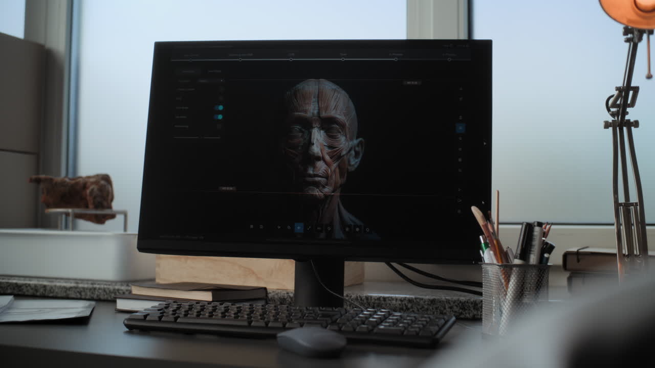 visualización de software de anatomía en una computadora de escritorio