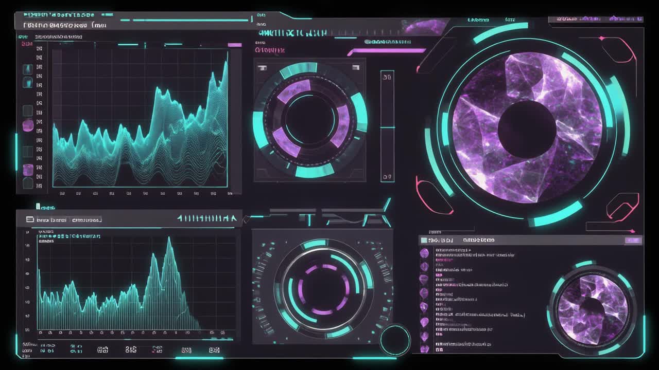 Futuristic Digital User Interface with Data Graphs and HUD Elements