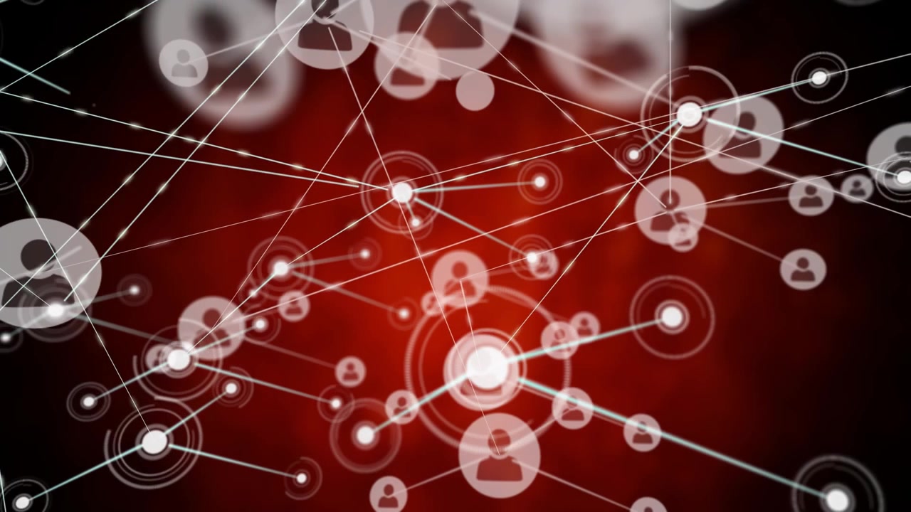 Animación de red de conexiones con iconos
