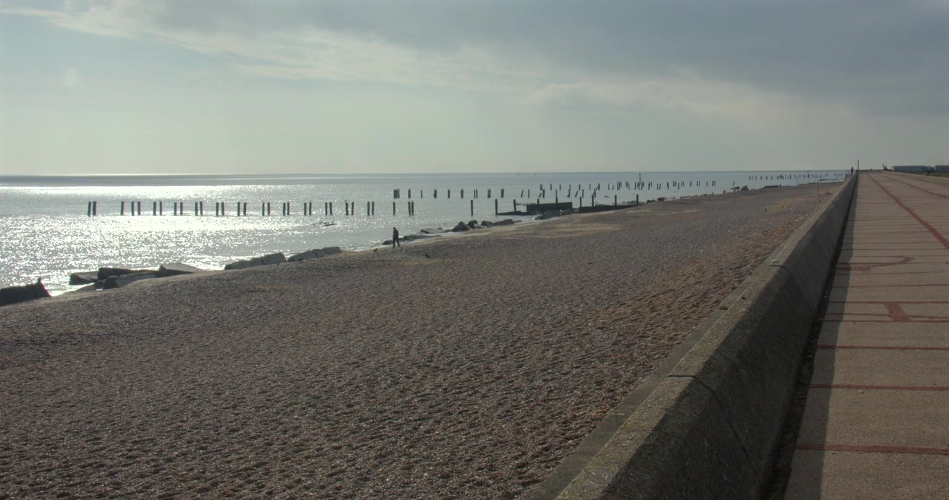 Extrabreite Aufnahme vom Corton Strand mit Blick nach Süden Richtung Lowestoft