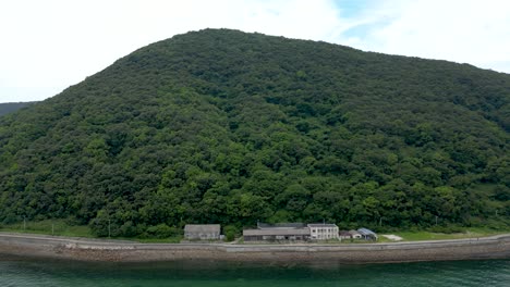 sanagi cat island in shikoku, aerial drone shot