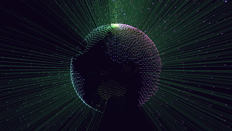 Futuristic-sphere-with-neon-glitters-and-lines-on-black-galaxy