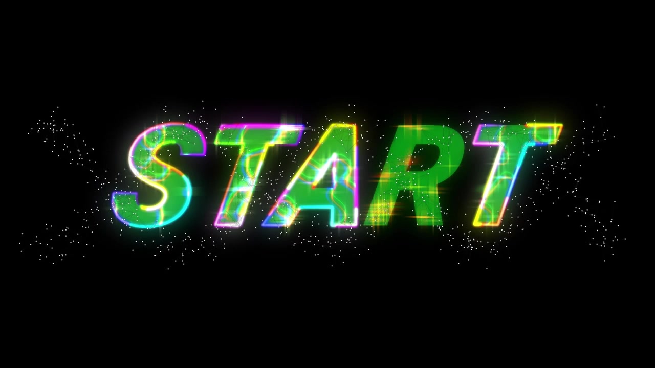 Animation of colorful start on black background