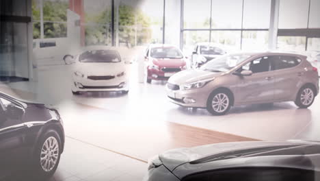 animación digital de coches en el salón de exposición 4k