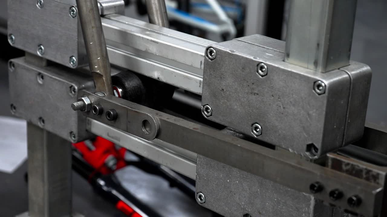 Industrial machinery operates in slow rhythm at cycle bike factory