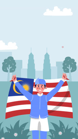 una animación de ilustración plana para la celebración del día de la independencia de malasia