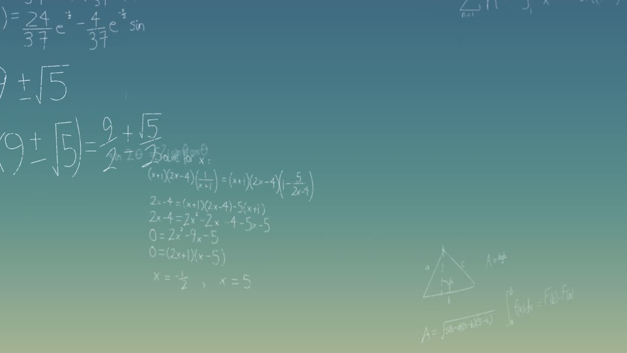 Animation of mathematical equations on blue background