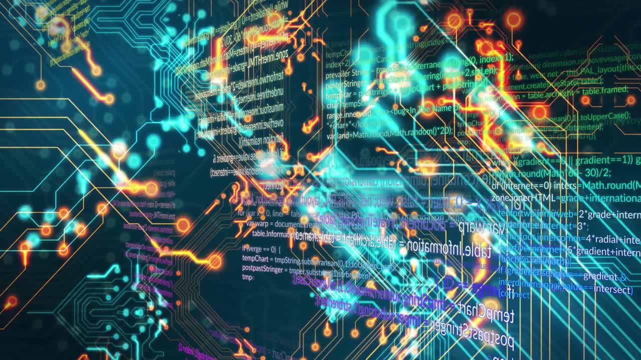 검은색 배경 위의 데이터 처리 애니메이션