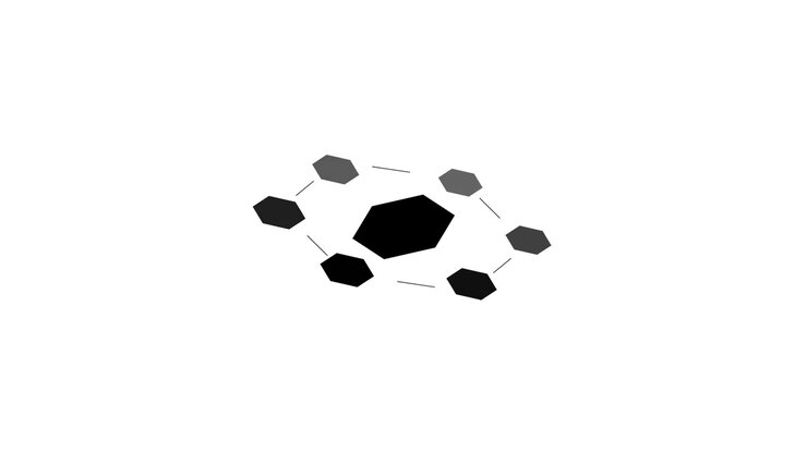 Diagramma di rete esagonale animato che si espande e si contrae