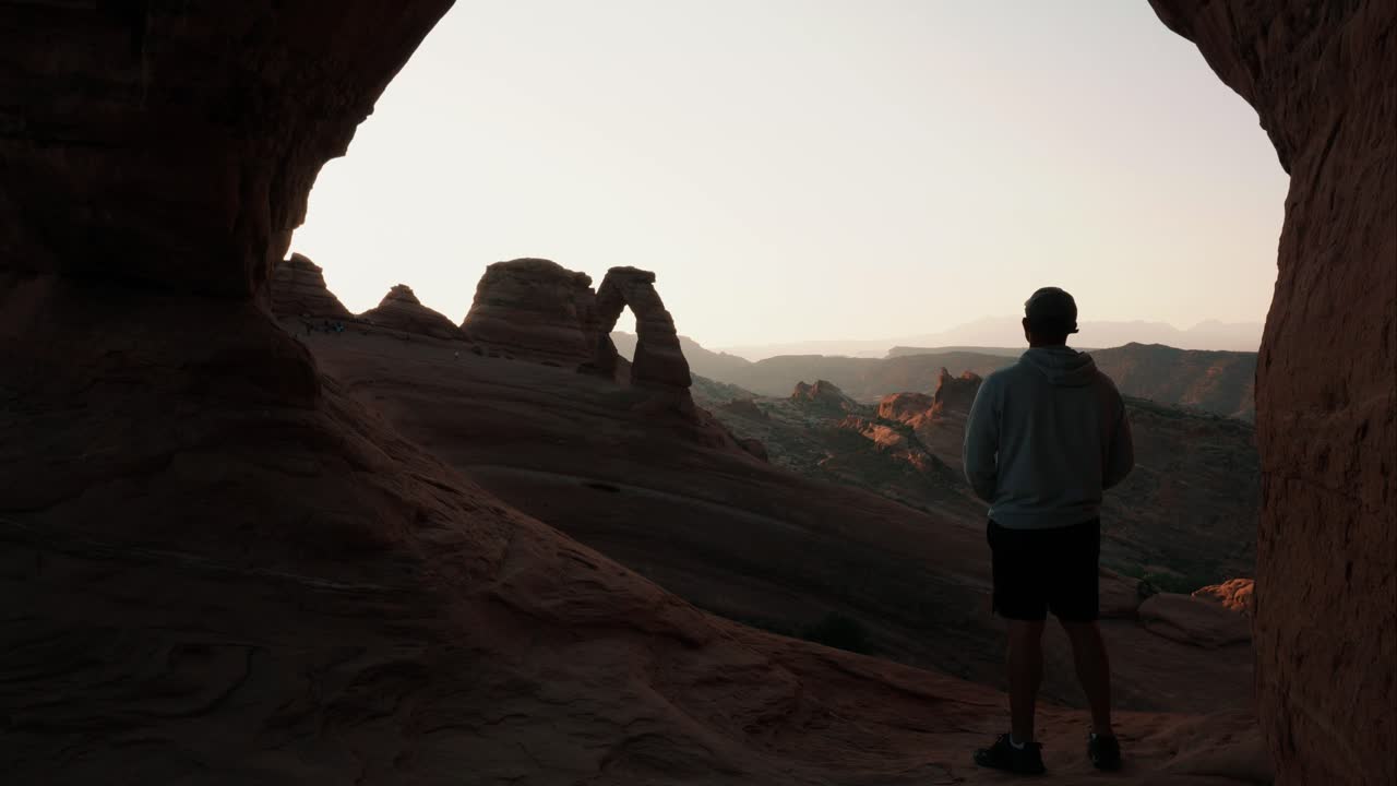 Arches National Park lookout spot over to Delicate arch.