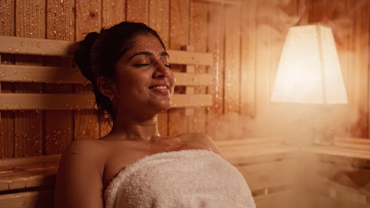 Un'Esperienza Spa Rilassante: Godendosi Momenti di Serenità in una Sauna Piena di Vapore, Abbracciando Benessere e Tranquillità Tra il Calore degli Elementi Naturali