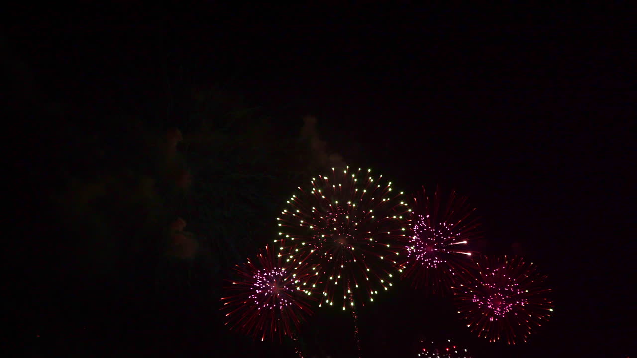 Beautiful abstract colourful Fireworks explode display on sky at night a symbol of celebration in New years anniversary for background