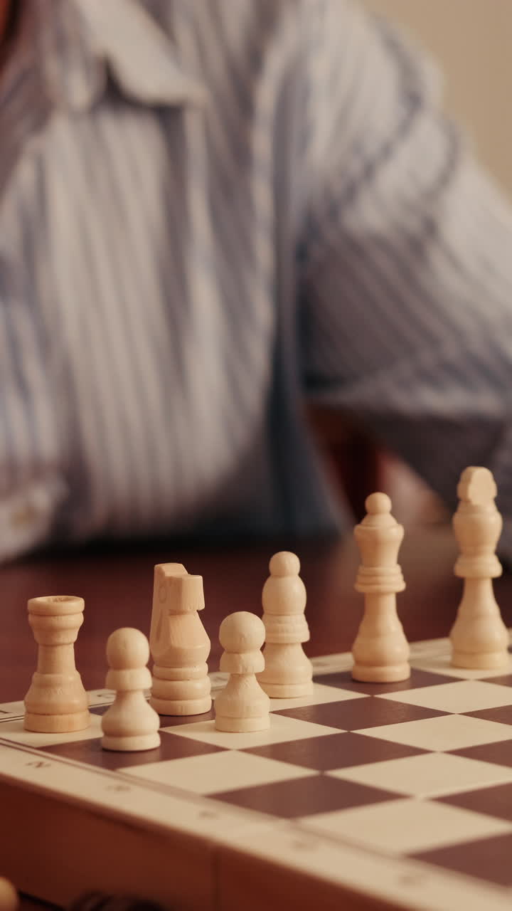 Woman Sets Up Chess Pieces on a Board