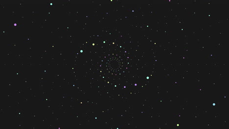 spiral neon dots on dark space