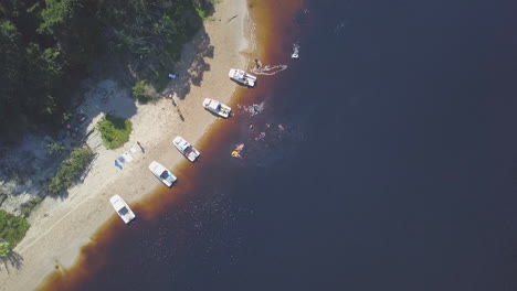 Aerial-of-boating-on-lake-in-South-Africa-for-summer-leisure-fun-and-activity