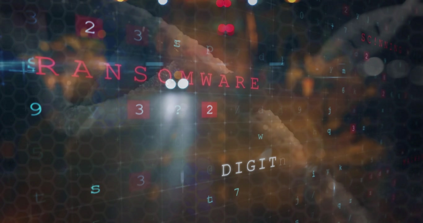 Headlight flash starting hex grid shifting, forming red cybersecurity labels to signal threats