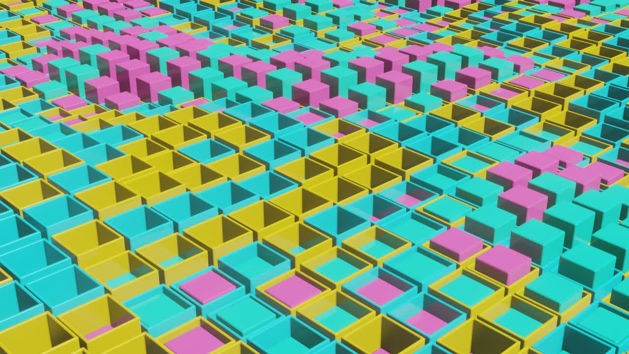 abstract multicolor geométrico 3d renderizado escena gráfica de movimiento con formas básicas. animación de bucle sin costuras abstracta moderna