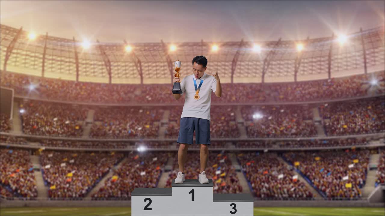 승리를 축하하는 남자