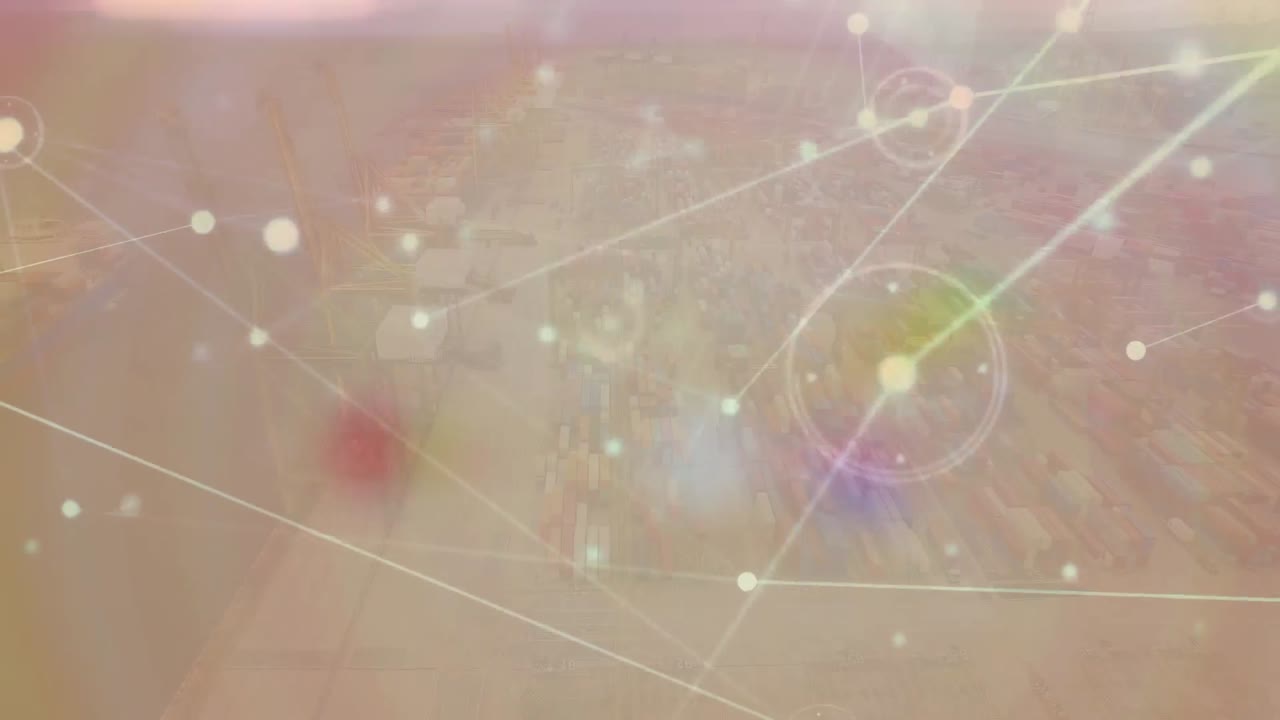 포트 위의 아이콘으로 연결 네트워크의 애니메이션